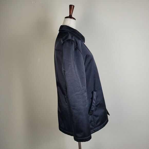 J. Crew Jacket Womens 8 Black Satin Classic Minimalist Basic Zip - Picture 2 of 5